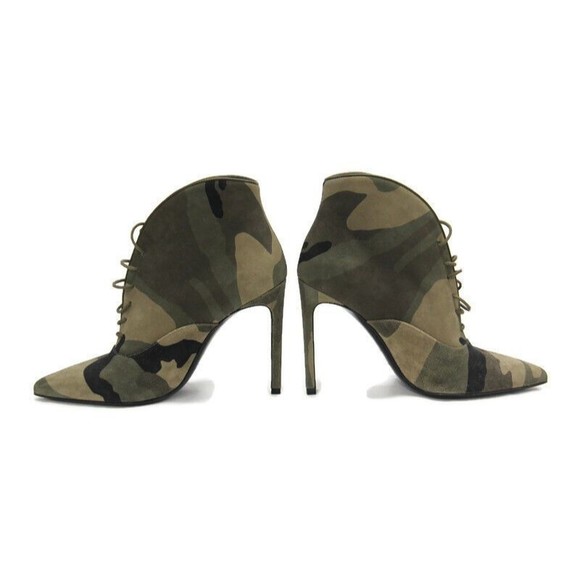 Saint Laurent Boots Pointed Toe CamO High Heel Ankle Booties Size 36 US 5 w BOX - Picture 7 of 12